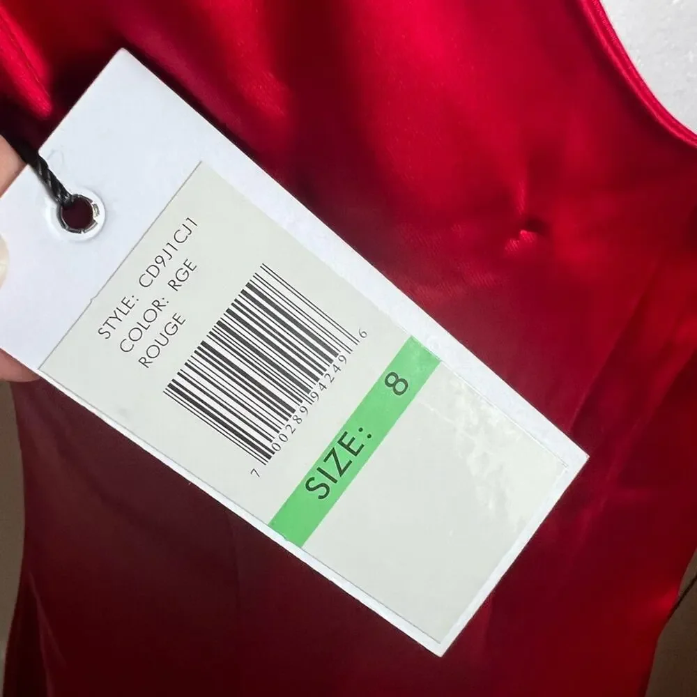 Calvin Klein NWT Red Satin Bombshell Midi Dress Size 8 formal cocktail party - Picture 4 of 6